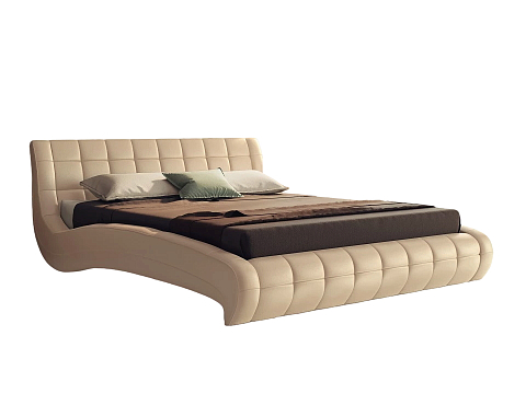 Бежевая кровать Nuvola-1 - Кровать футуристичного дизайна из экокожи класса «Люкс».