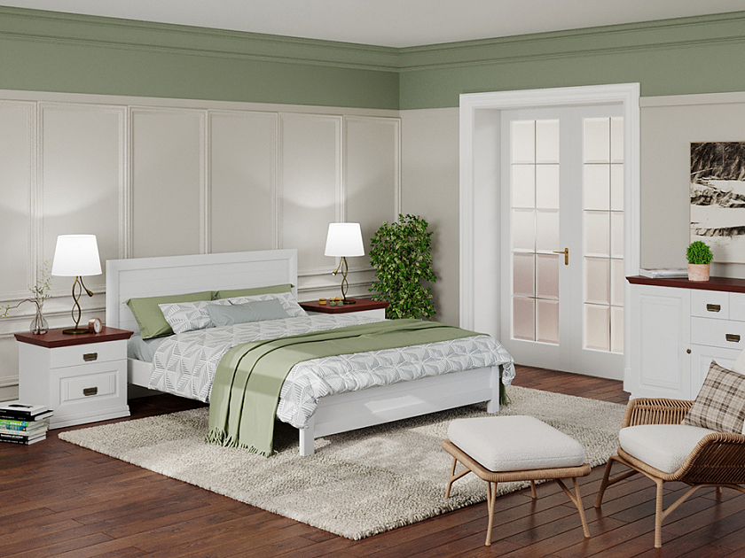 Кровать Toronto 90x200 Массив (сосна) Белая эмаль - Стильная кровать из массива со встроенным основанием