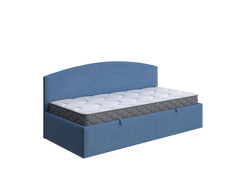 Синяя кровать Hippo c подъемным механизмом - Удобная детская кровать с подъемным механизмом в мягкой обивке