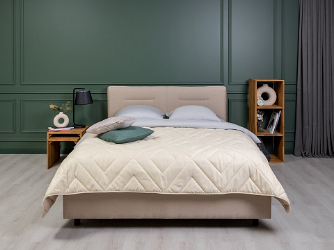 Коричневая кровать Nuvola-8 NEW - Кровать в лаконичном стиле с горизонтальной отстрочкой  в изголовье