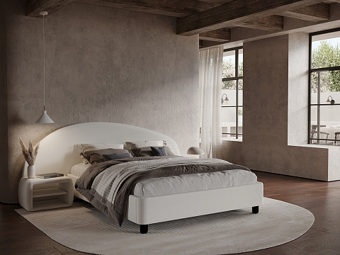 Черная кровать Sten Bro Left - Мягкая кровать с округлым изголовьем на левую сторону