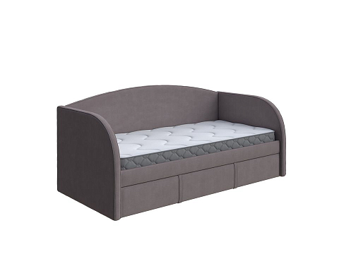 Кровать в стиле минимализм Hippo-Софа c выкатным ящиком - Удобная детская кровать с бельевым ящиком в мягкой обивке