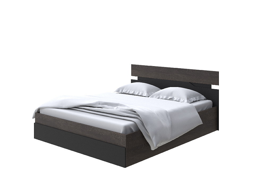 Кровать Milton с подъемным механизмом 140x190 ЛДСП Дуб Кантербери/Черный - Современная кровать с подъемным механизмом.