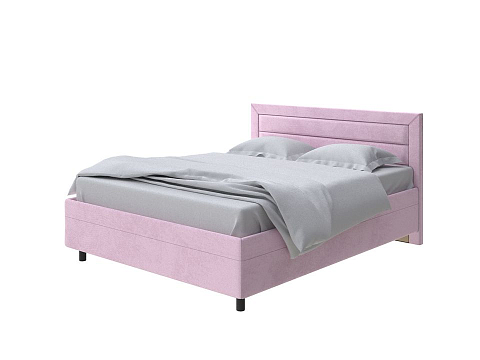 Розовая кровать Next Life 2 - Cтильная модель в стиле минимализм с горизонтальными строчками