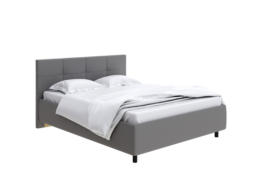 Кровать Next Life 1 80x190 Ткань: Рогожка Тетра Брауни - Современная кровать в стиле минимализм с декоративной строчкой