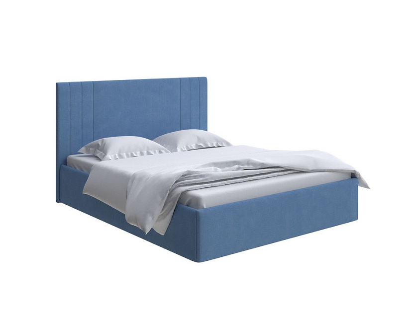 Кровать Liberty с подъемным механизмом 90x200 Ткань: Рогожка Тетра Голубой - Аккуратная мягкая кровать с бельевым ящиком