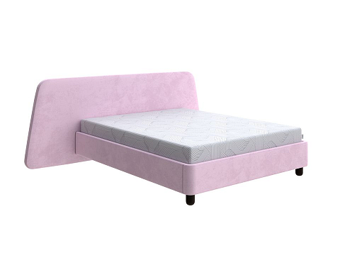 Розовая кровать Sten Berg Left - Мягкая кровать с необычным дизайном изголовья на левую сторону