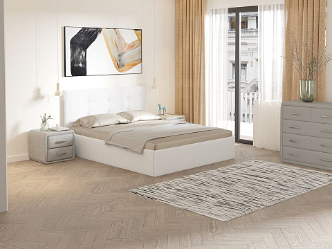 Двуспальная кровать с матрасом Forsa - Универсальная кровать с мягким изголовьем, выполненным из рогожки.