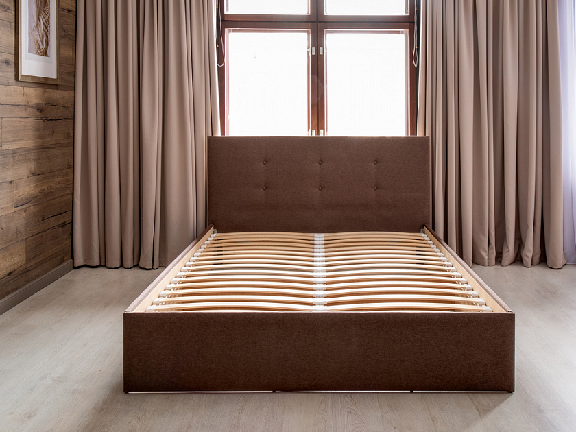 Кровать Forsa 140x200 Ткань: Велюр Ultra Суфле - Универсальная кровать с мягким изголовьем, выполненным из рогожки.