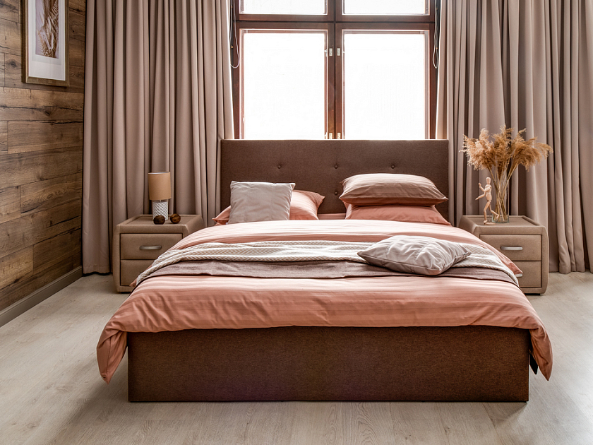 Кровать Forsa 140x200 Ткань: Велюр Casa Графитовый - Универсальная кровать с мягким изголовьем, выполненным из рогожки.