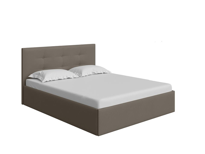 Кровать Forsa 160x200 Ткань: Велюр Casa Лунный - Универсальная кровать с мягким изголовьем, выполненным из рогожки.