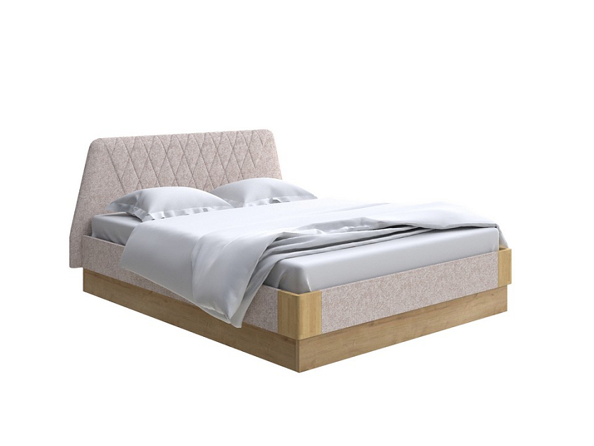 Кровать Lagom Hill Soft с подъемным механизмом 140x190 Ткань/Массив (береза) Beatto Пастила/Масло-воск Natura - Кровать со встроенным основанием. 