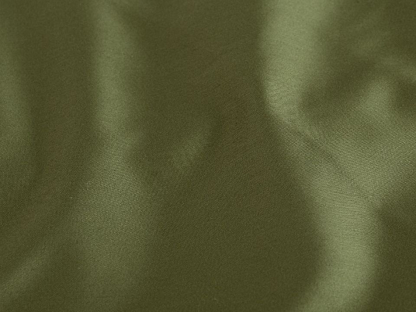 Простыня на резинке Tkano 160x200 Хлопок Оливковый - Однотонная простыня на резинке из сатина